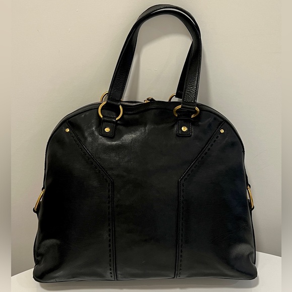 Yves Saint Laurent Rive Gauche Black Leather Muse Handbag Made in Italy - Picture 4 of 13